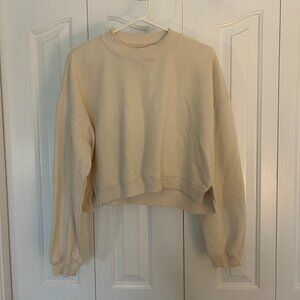 American Eagle Cropped Sweatshirt, Beige, Size M